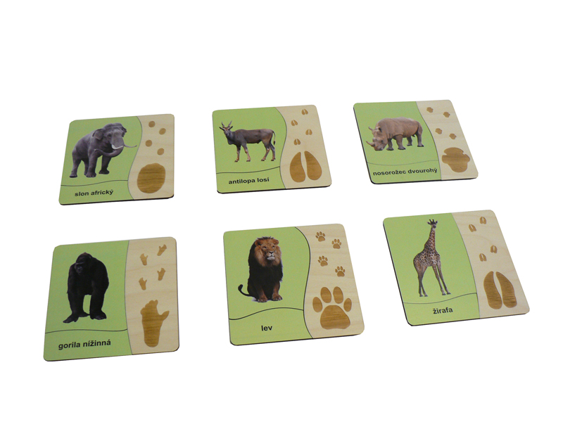 Stopy afrických zvířat - puzzle